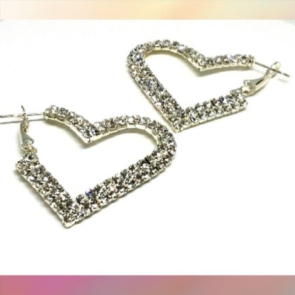 Jewelry - Austrian Crystal Heart Shaped Leverback Earrings